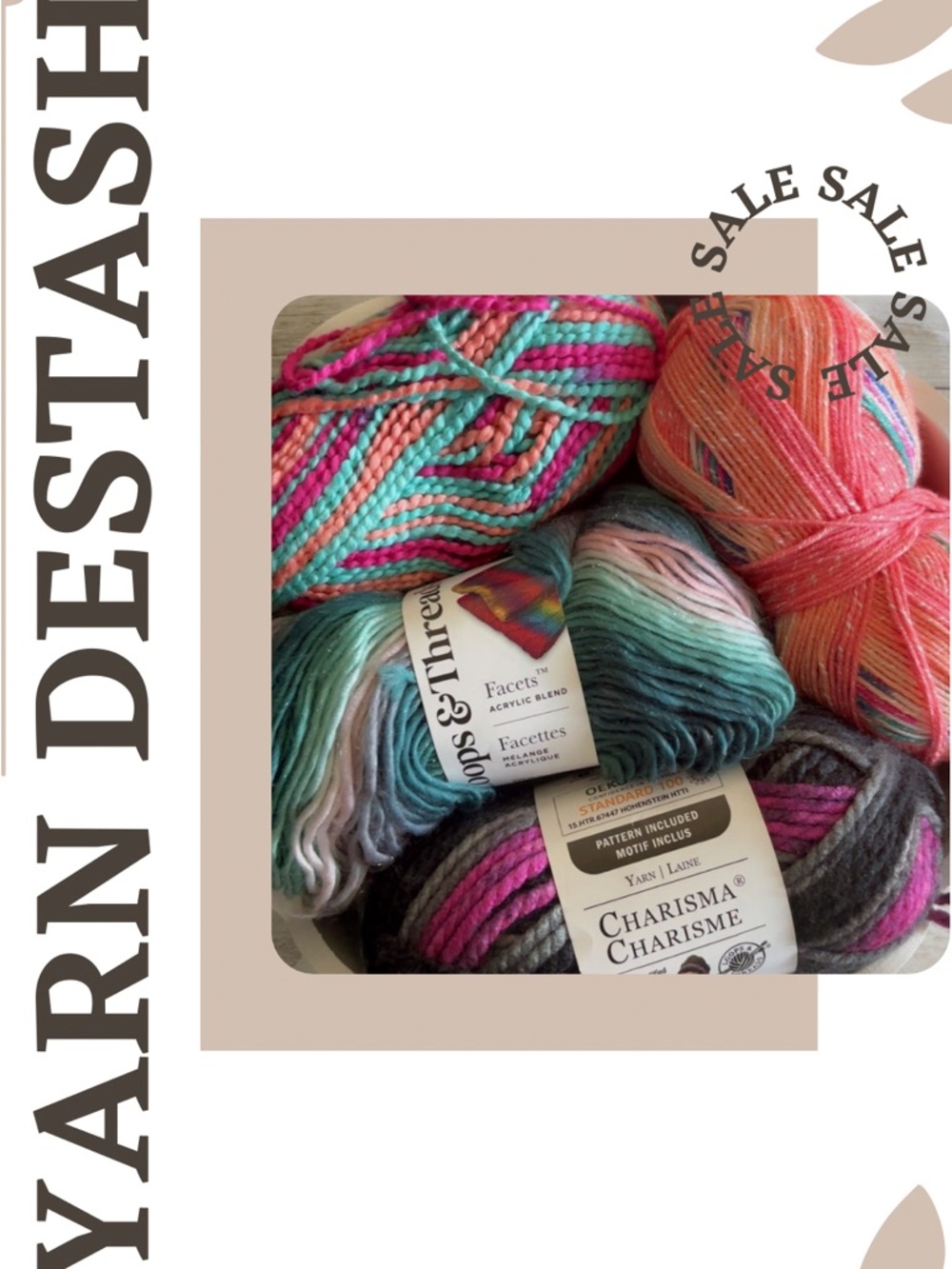 Charisma & Facets Multicolor Yarn Bundle - Assorted Pink, Teal, Coral, Gray